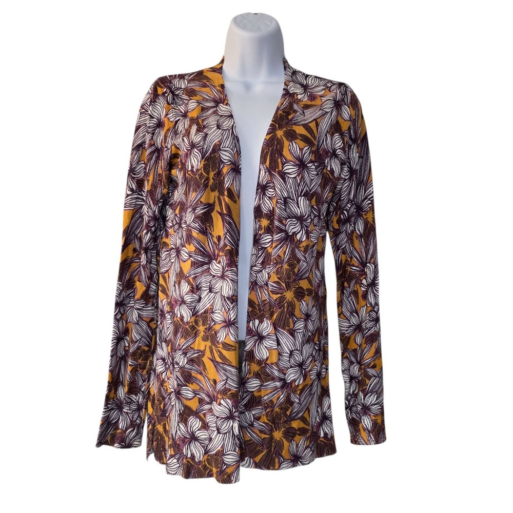 NWT Cable & Gauge Floral Open Front Cardigan Top Long Sleeve S/P Women's
